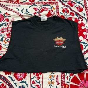 Harley Davidson 🏍🔥embroidered Puerto Vallarta, Mexico sleeveless cropped tank!